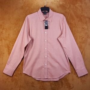 BLOOMINGDALES Shirt Mens Medium Brick Button Up Regular Fit Casual Workwear